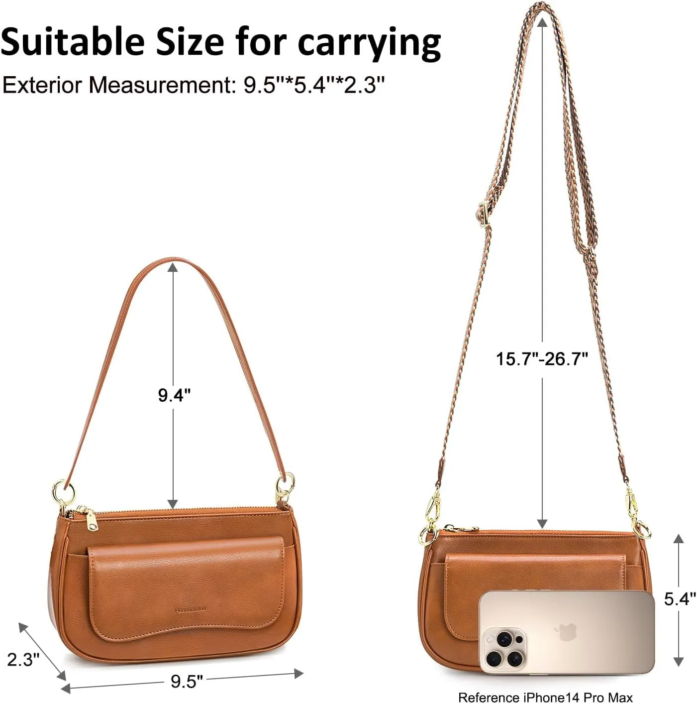 RONSIN Small Shoulder Bag for Women Mini Clutch Purse Tote Handbag Zipper Closure Crossbody Hobo Purse