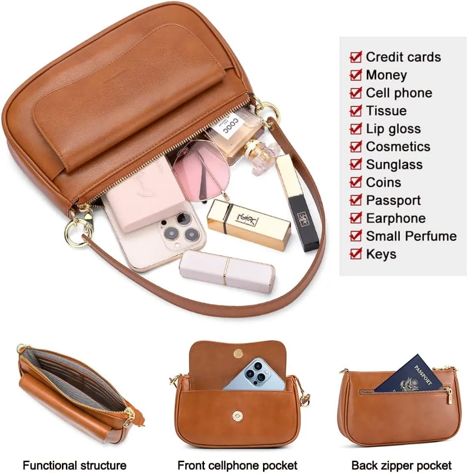 RONSIN Small Shoulder Bag for Women Mini Clutch Purse Tote Handbag Zipper Closure Crossbody Hobo Purse