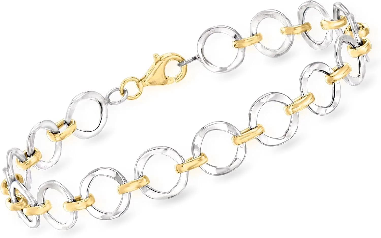 Ross-Simons 14kt 2-Tone Gold Circle-Link Bracelet