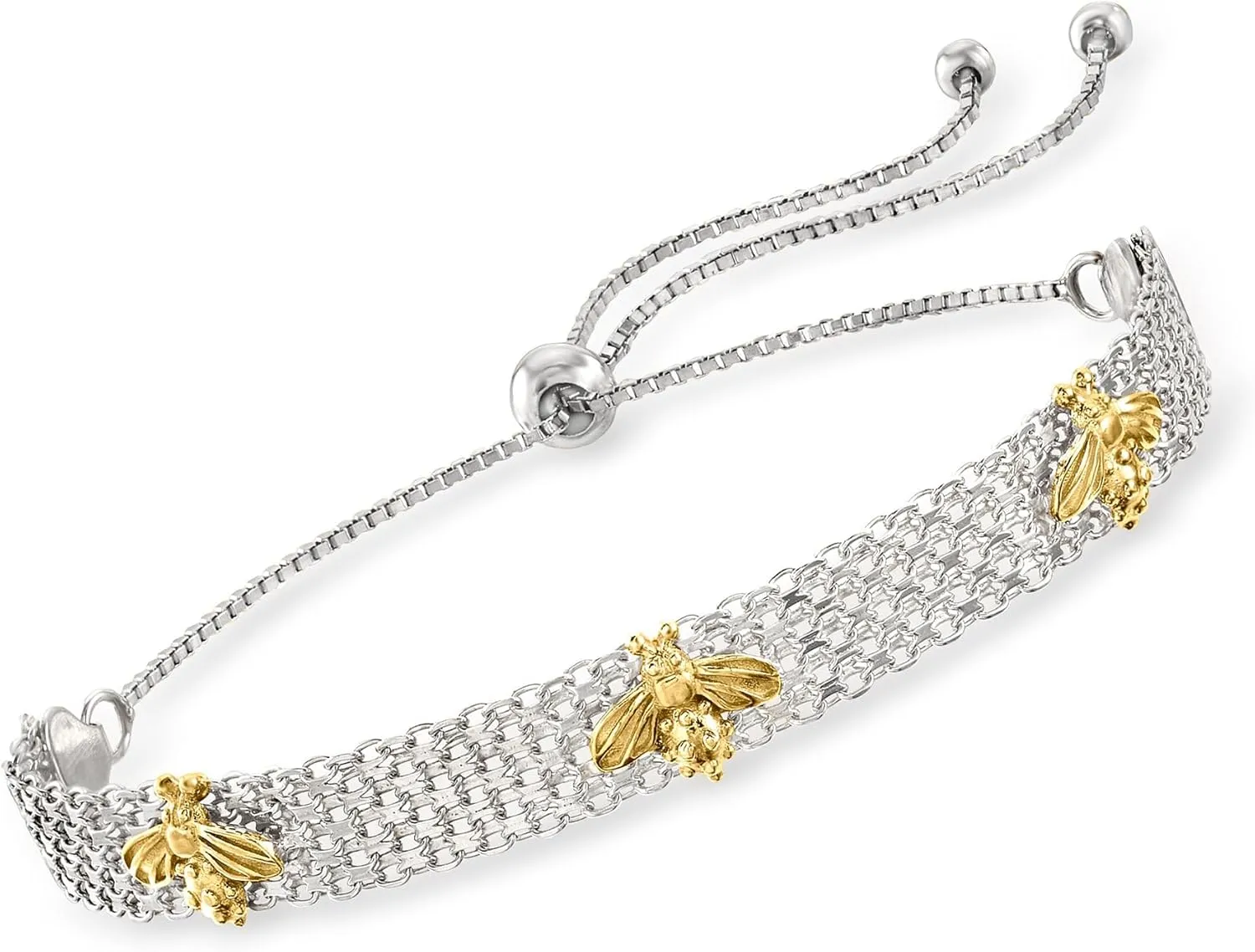 Ross-Simons Two-Tone Sterling Silver Bumblebee Bolo Bracelet