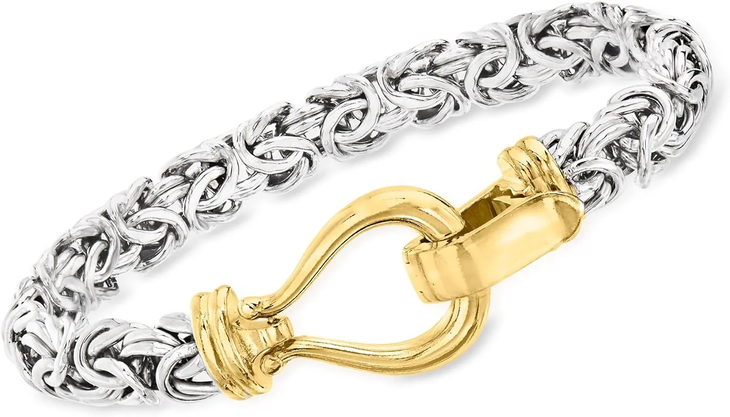 Ross-Simons Two-Tone Sterling Silver Byzantine Bracelet