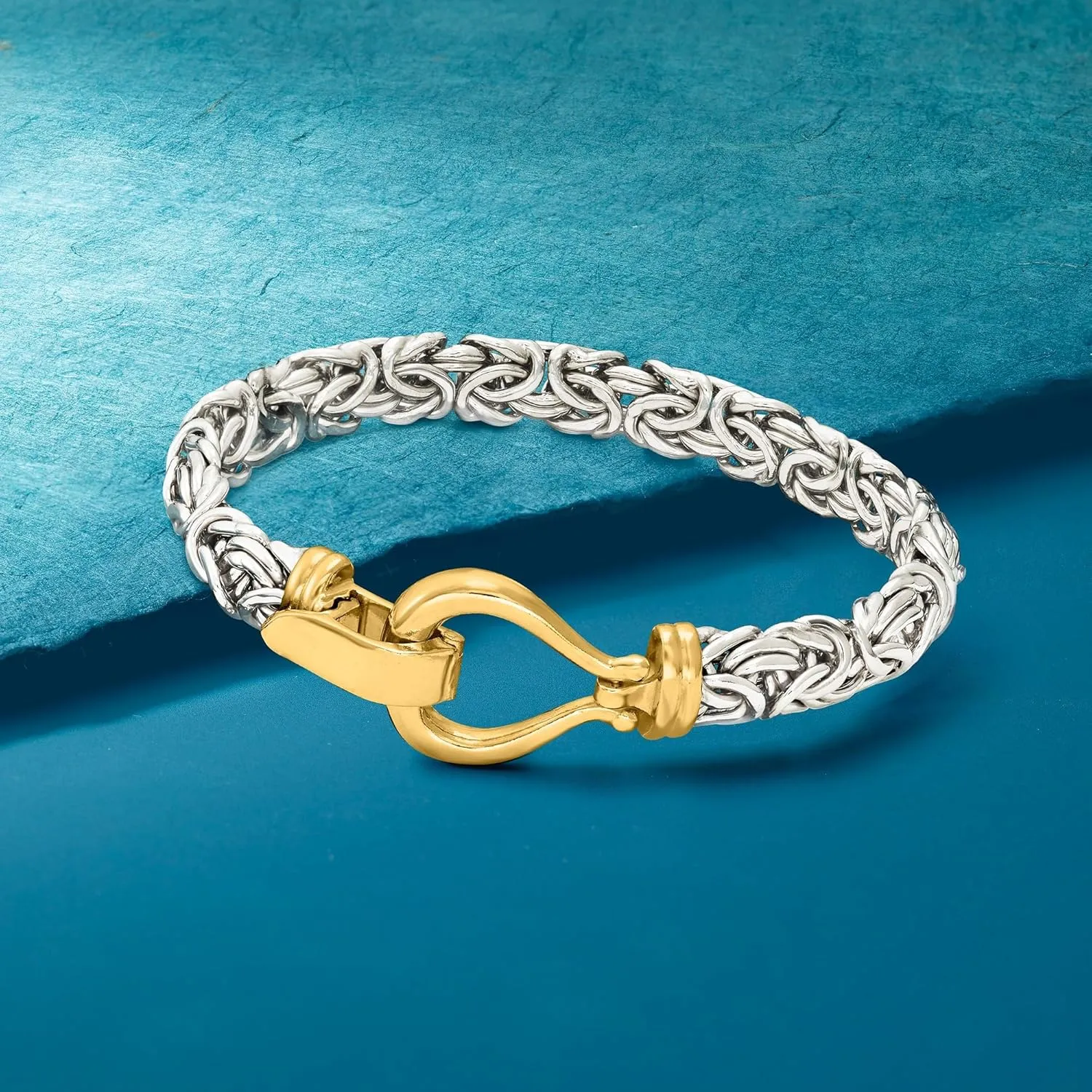 Ross-Simons Two-Tone Sterling Silver Byzantine Bracelet