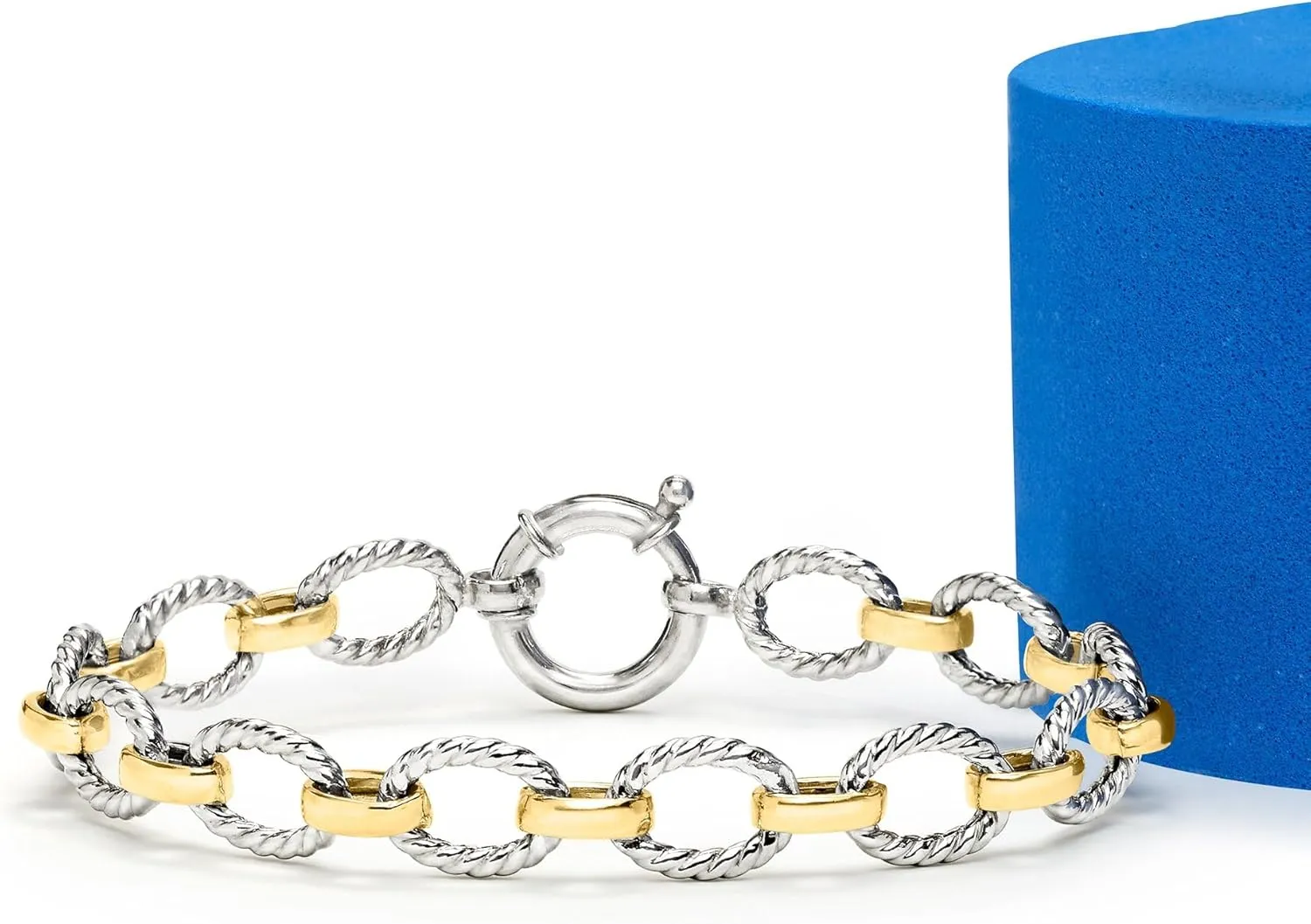 Ross-Simons Two-Tone Sterling Silver Oval-Link Bracelet