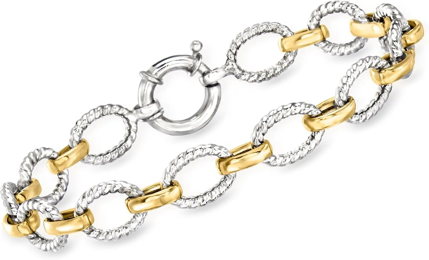 Ross-Simons Two-Tone Sterling Silver Oval-Link Bracelet