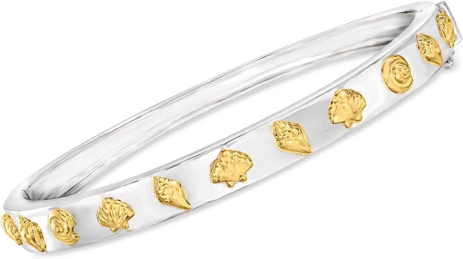 Ross-Simons Two-Tone Sterling Silver Seashell Bangle Bracelet