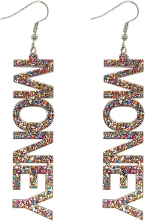 ROSTIVO Funny Earrings for Women Cute Acrylic Dangle Earrings MONEY Earrings