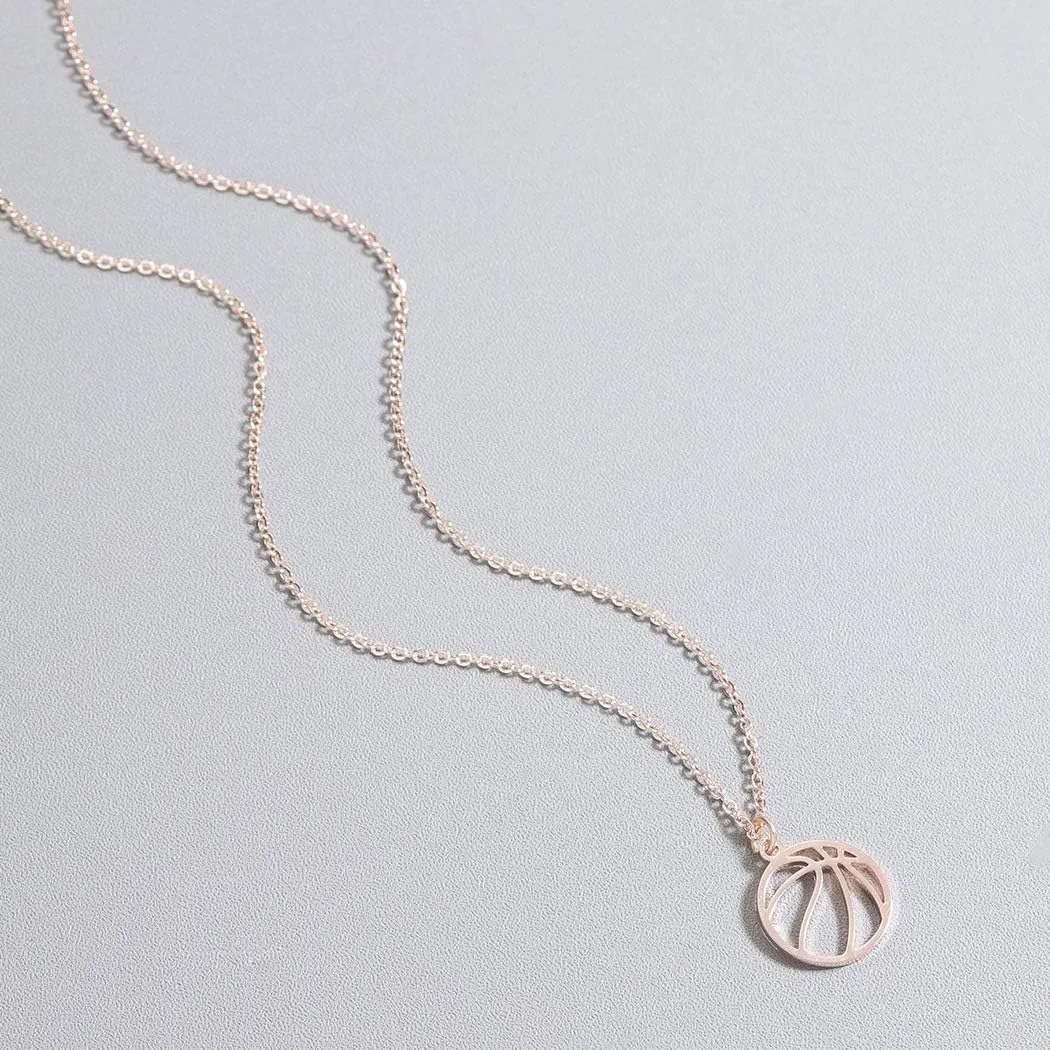 RTY Minimalist Hollow Basketball Pendant Necklace for Teens Sports Lover Friendship Gift