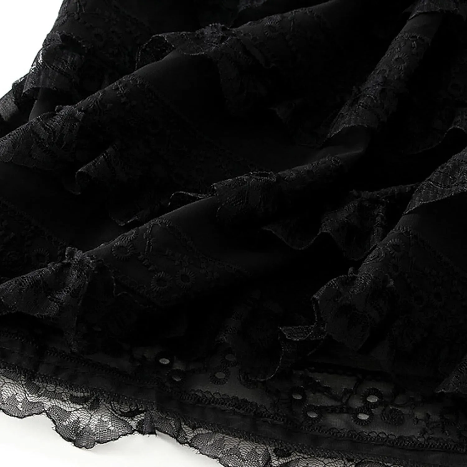 Rvidbe Lace Maxi Skirts for Women Summer Casual Elastic Waist A-Line Pleated Layered Long Skirt Flowy Tiered Tulle Skirts