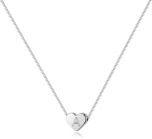 S925 Silver Heart Initial Necklace for Women.18 Inch Letter Choker Necklace Fine Jewelry