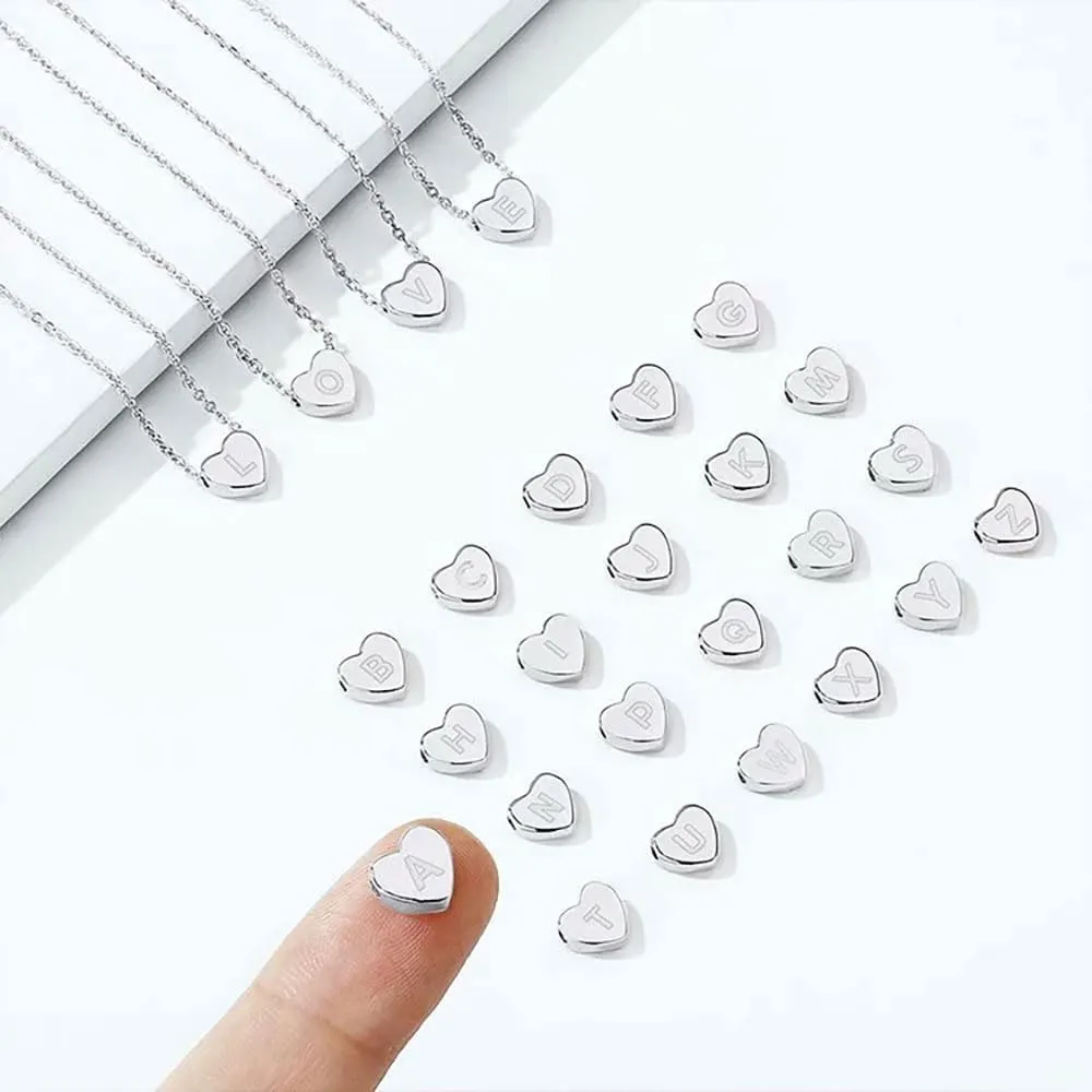 S925 Silver Heart Initial Necklace for Women.18 Inch Letter Choker Necklace Fine Jewelry