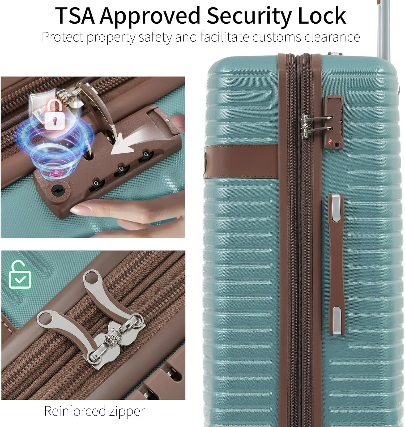Sage Green Large Luggage Set of 4 Piece for Family Travel, Expandable Suitcases Sets with TSA Lock & Spinner Wheels, Durable ABS Carry On Luggage(Sage Green, 16/20/24/28)