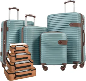 Sage Green Large Luggage Set of 4 Piece for Family Travel, Expandable Suitcases Sets with TSA Lock & Spinner Wheels, Durable ABS Carry On Luggage(Sage Green, 16/20/24/28)