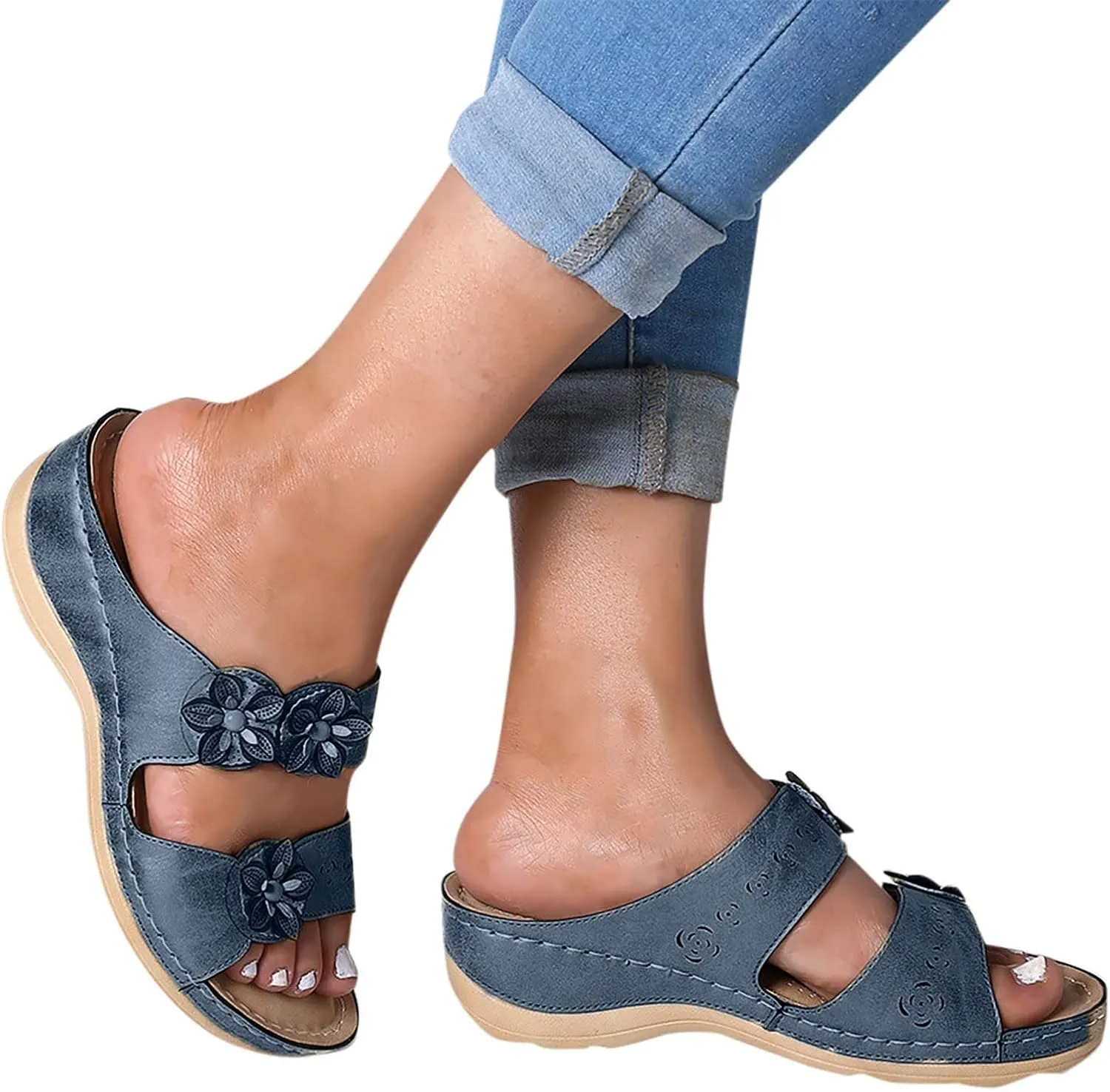 Sandals Women Comfortable, Women Premium Orthopedic Open Toe Sandals Retro Anti-Slip Summer Casual Sandals