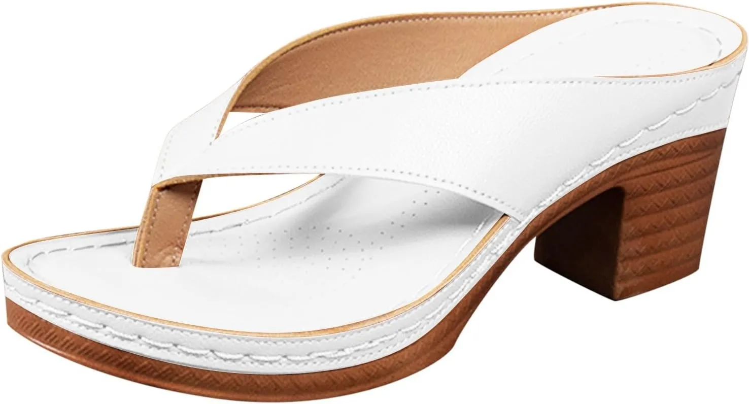 Sandals Womens Dressy Chunky Heel Sandals Slip on Slides Comfortable Casual Walking Shoes