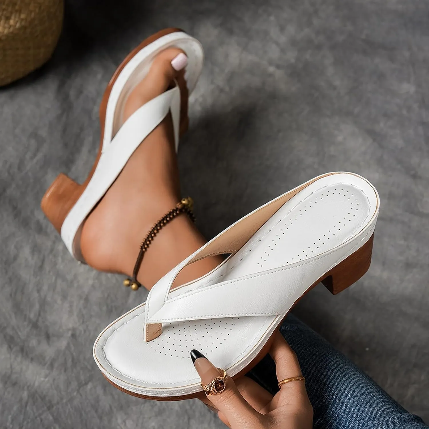 Sandals Womens Dressy Chunky Heel Sandals Slip on Slides Comfortable Casual Walking Shoes