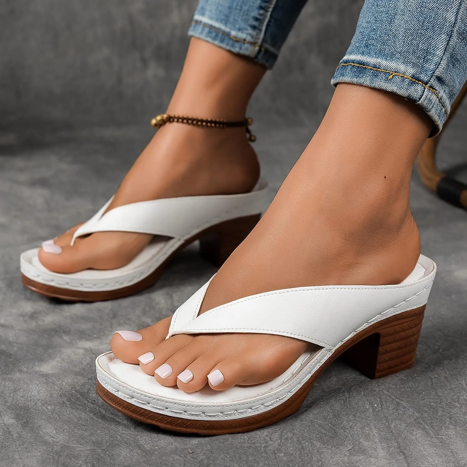 Sandals Womens Dressy Chunky Heel Sandals Slip on Slides Comfortable Casual Walking Shoes