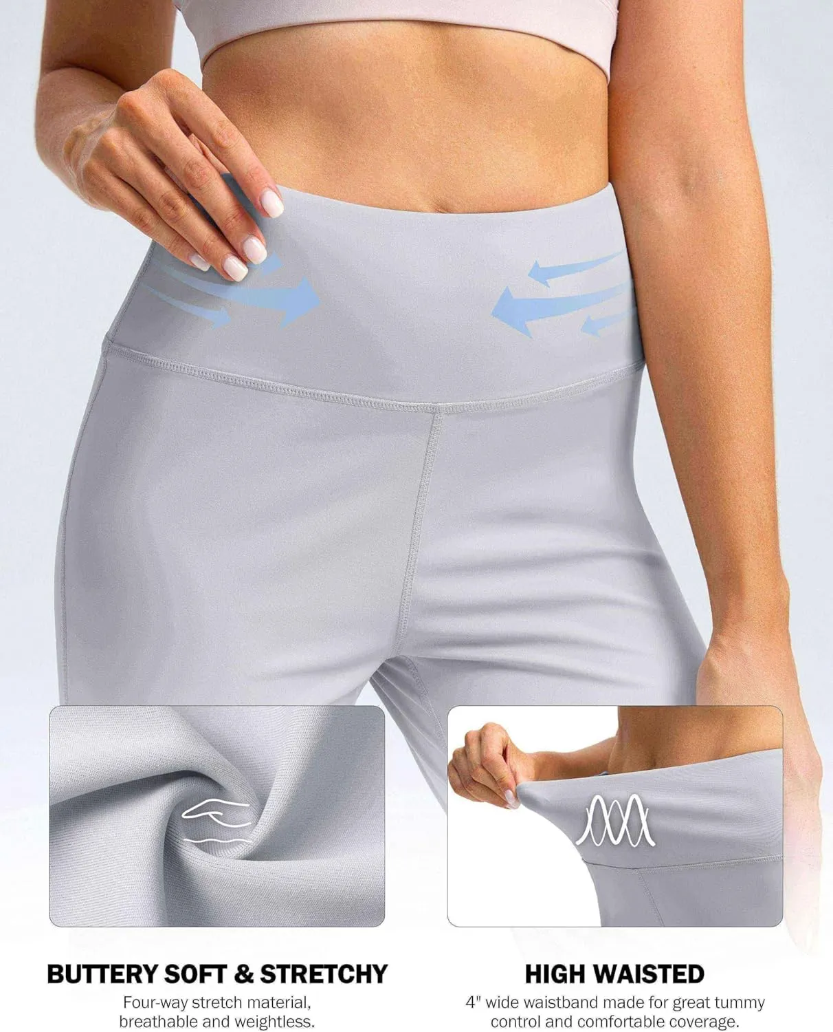 SANTINY Yoga Pants Women 30.5"/32" High Waist Stretch Comfy Lounge Dress Athletic Wide Leg Pants