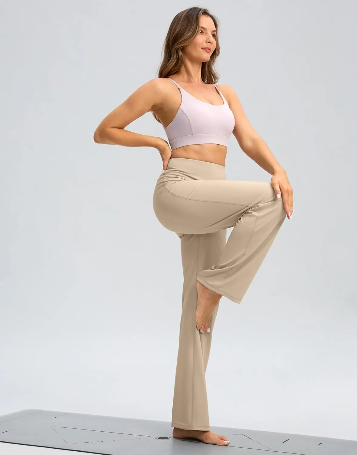 SANTINY Yoga Pants Women 30.5"/32" High Waist Stretch Comfy Lounge Dress Athletic Wide Leg Pants
