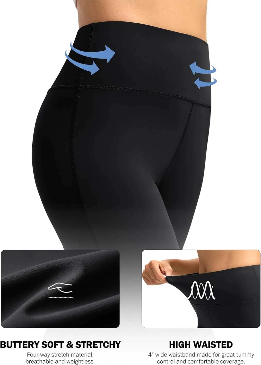 SANTINY Yoga Pants Women 30.5"/32" High Waist Stretch Comfy Lounge Dress Athletic Wide Leg Pants