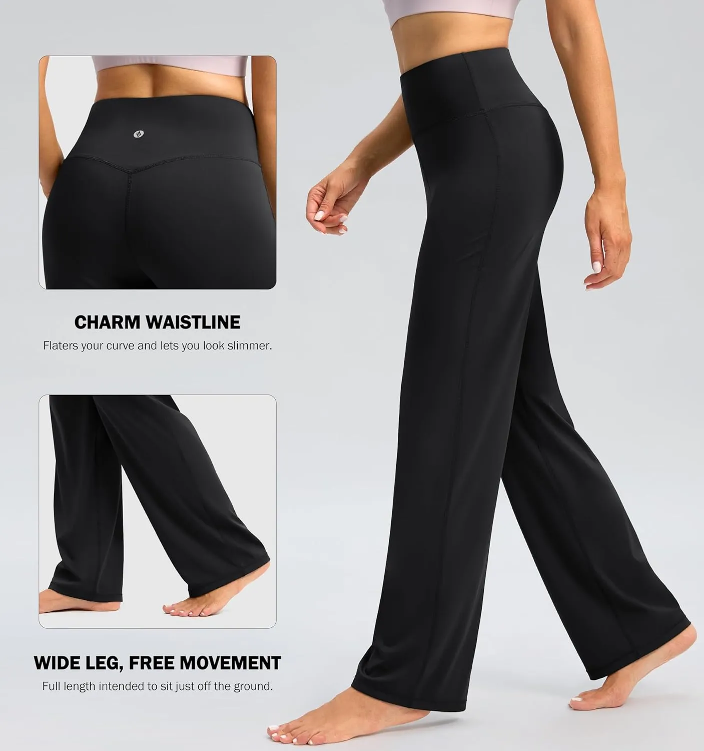 SANTINY Yoga Pants Women 30.5"/32" High Waist Stretch Comfy Lounge Dress Athletic Wide Leg Pants