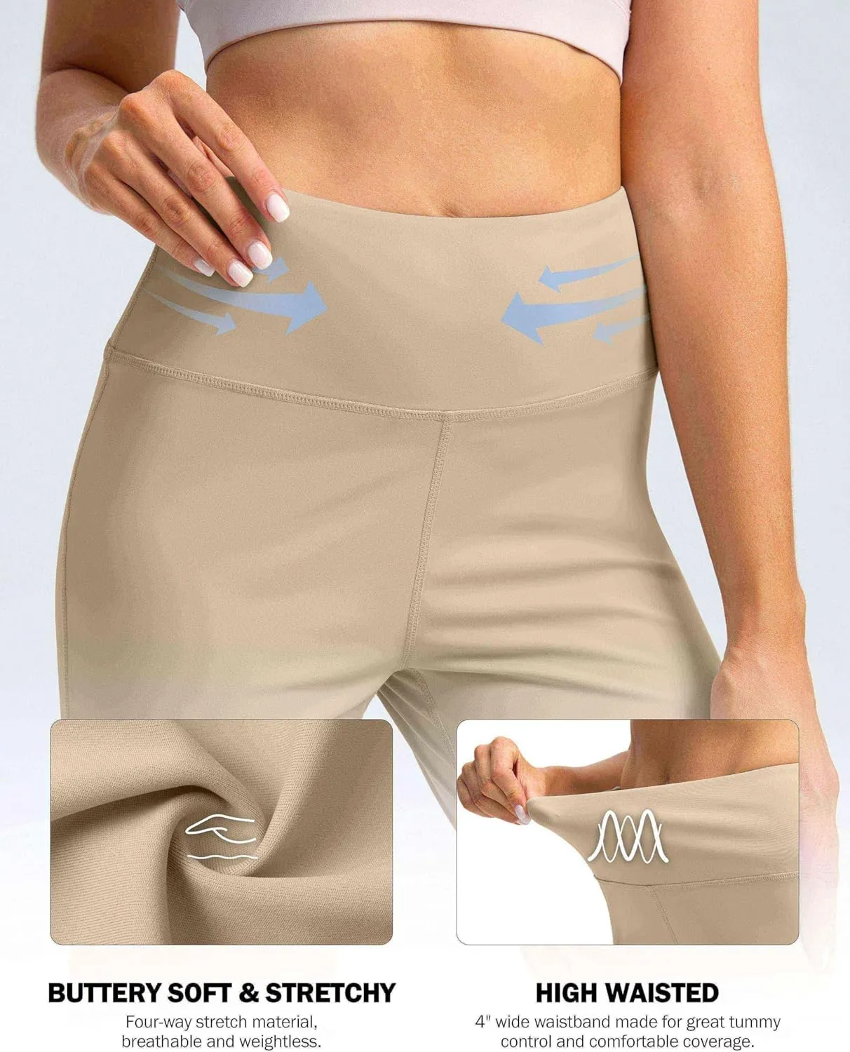 SANTINY Yoga Pants Women 30.5"/32" High Waist Stretch Comfy Lounge Dress Athletic Wide Leg Pants