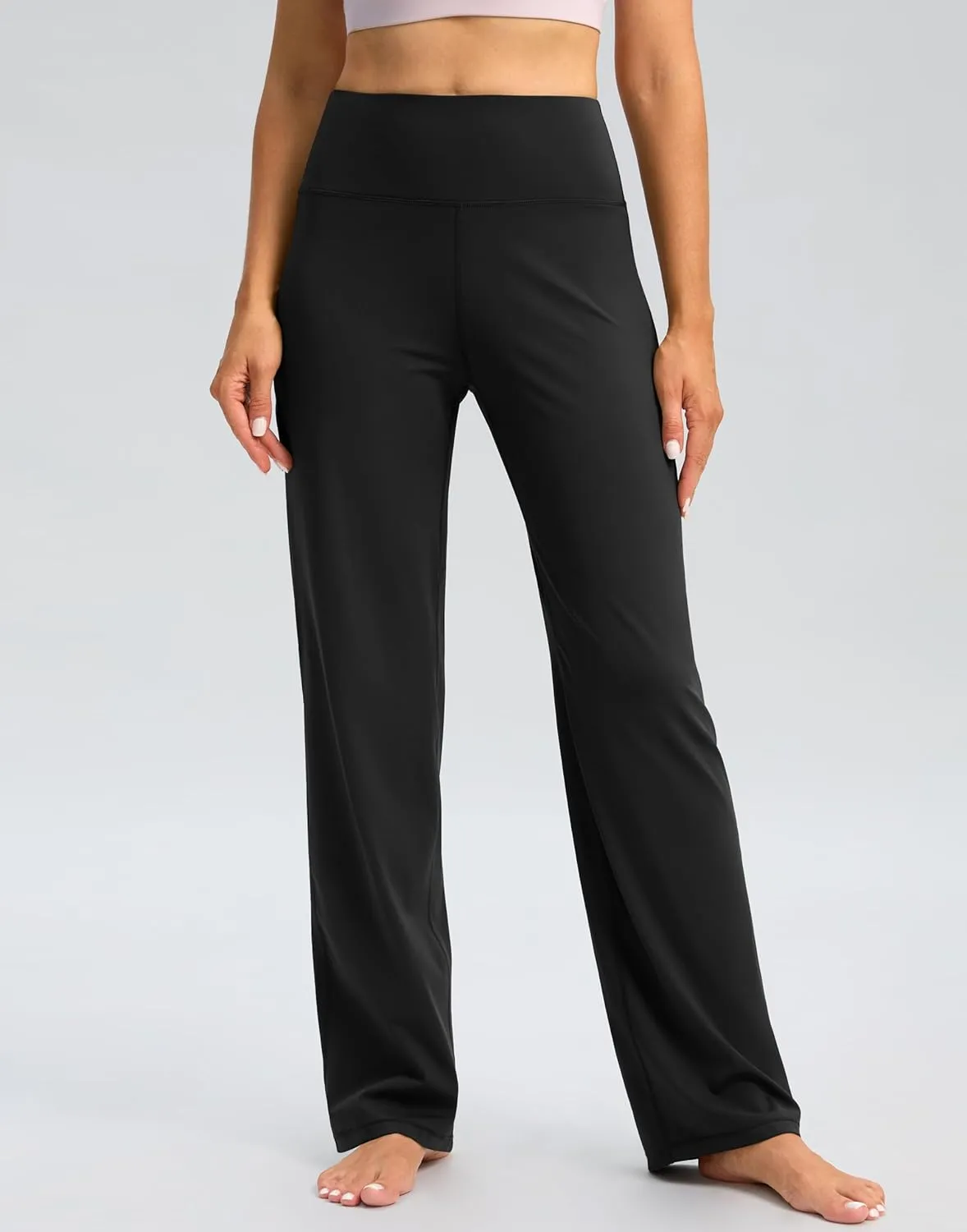 SANTINY Yoga Pants Women 30.5"/32" High Waist Stretch Comfy Lounge Dress Athletic Wide Leg Pants