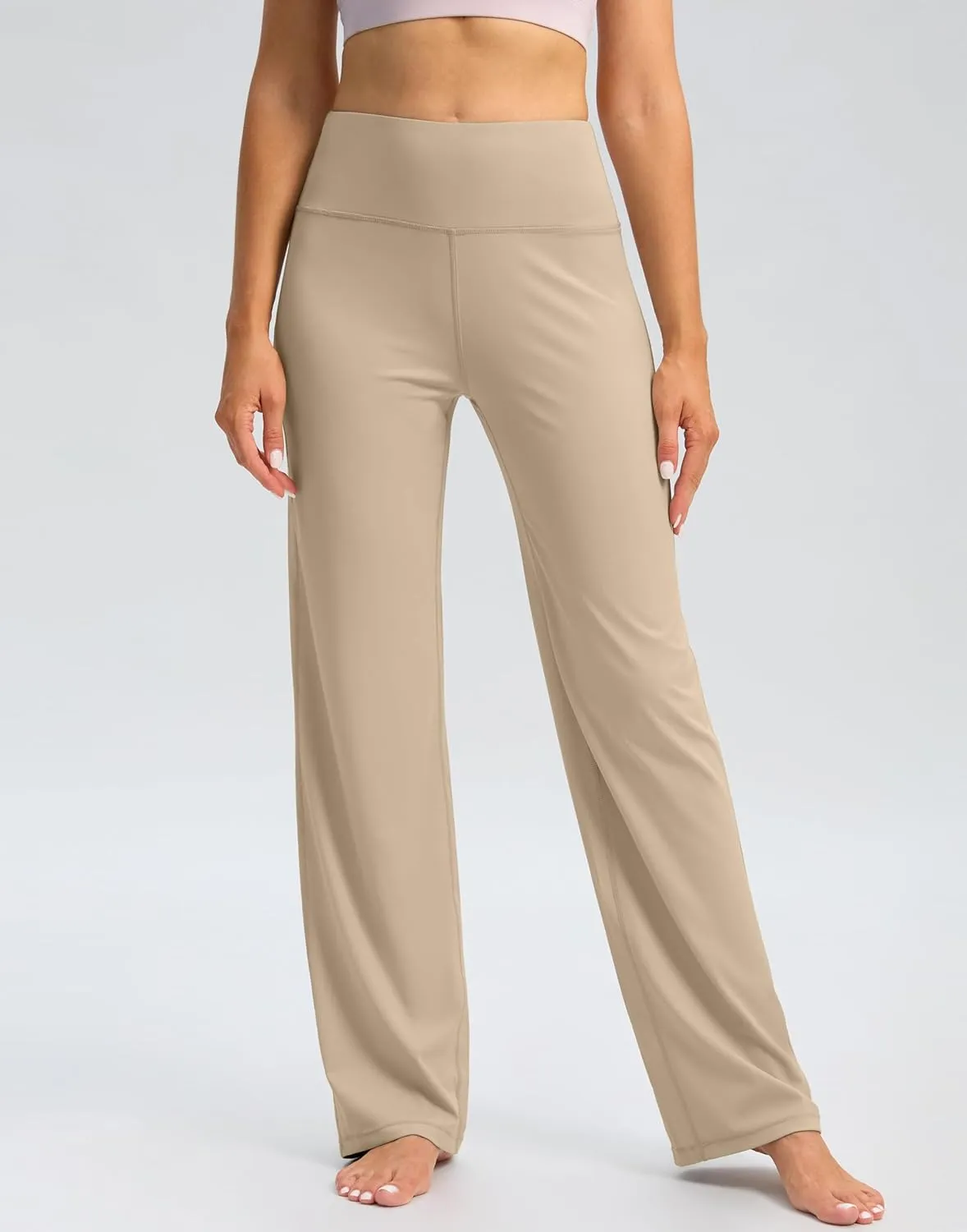 SANTINY Yoga Pants Women 30.5"/32" High Waist Stretch Comfy Lounge Dress Athletic Wide Leg Pants
