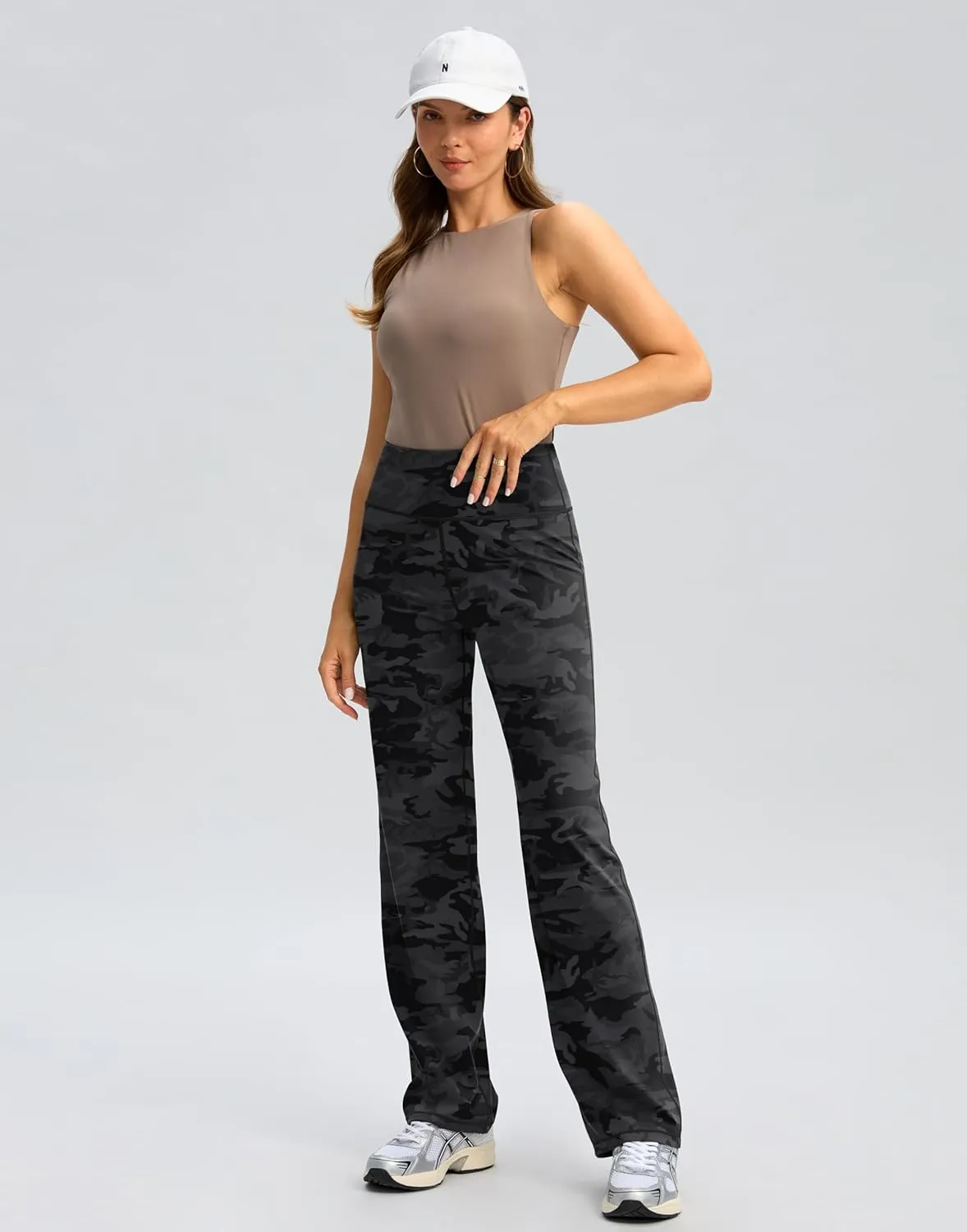 SANTINY Yoga Pants Women 30.5"/32" High Waist Stretch Comfy Lounge Dress Athletic Wide Leg Pants