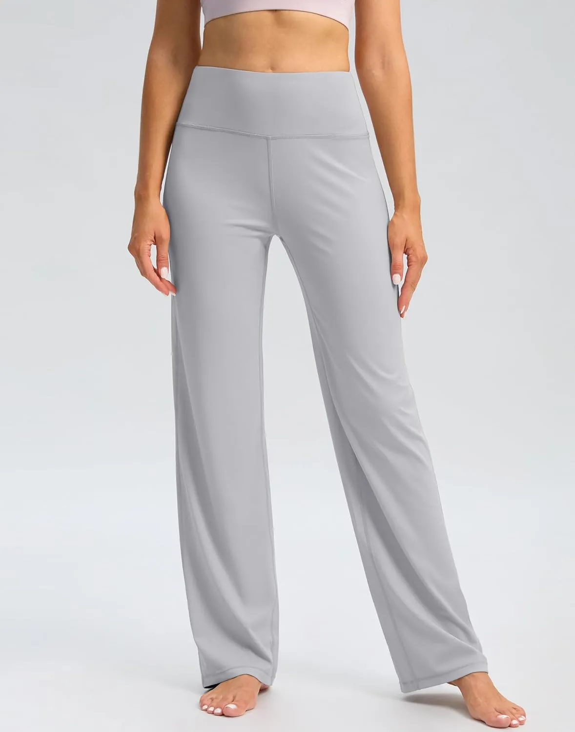 SANTINY Yoga Pants Women 30.5"/32" High Waist Stretch Comfy Lounge Dress Athletic Wide Leg Pants