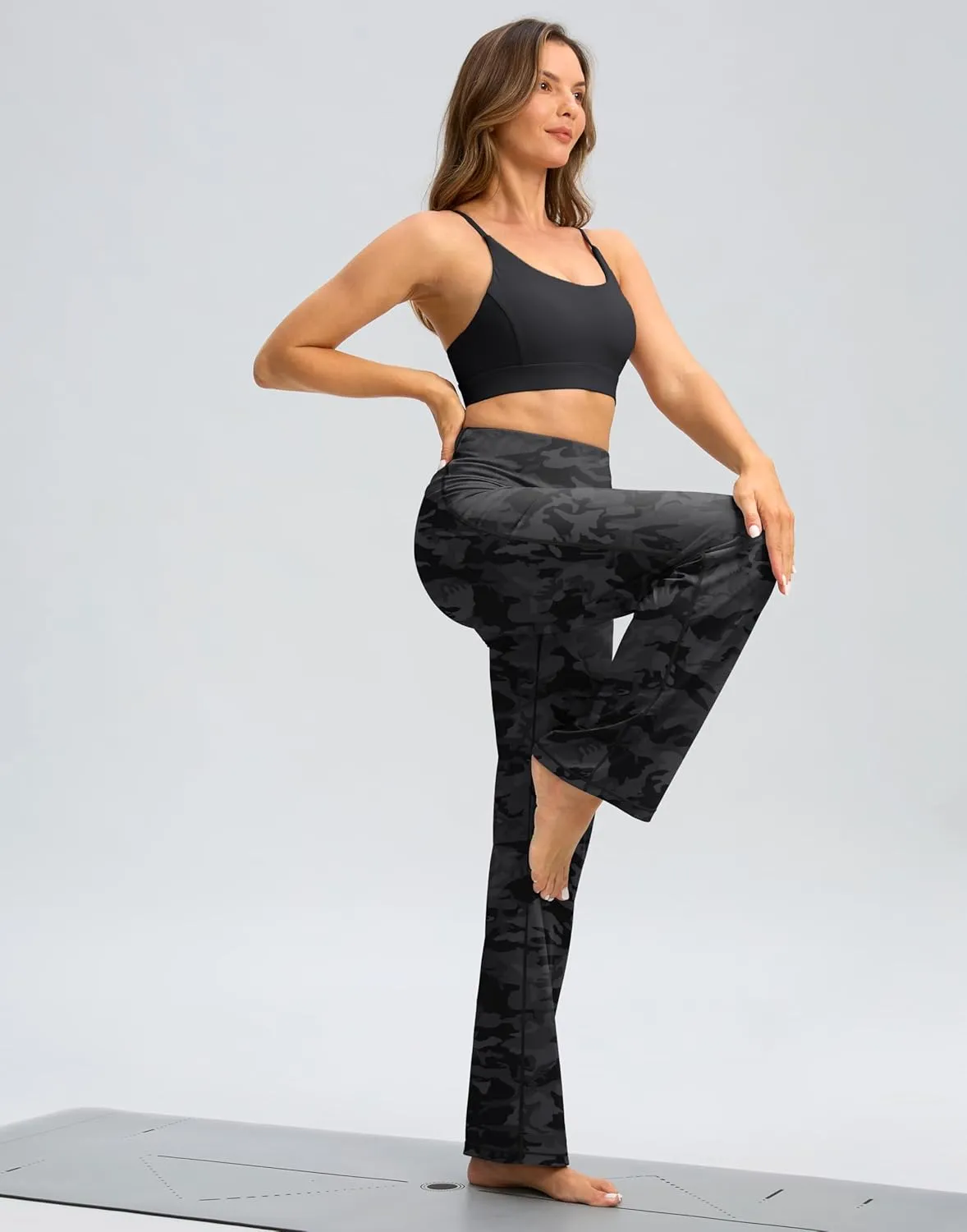 SANTINY Yoga Pants Women 30.5"/32" High Waist Stretch Comfy Lounge Dress Athletic Wide Leg Pants
