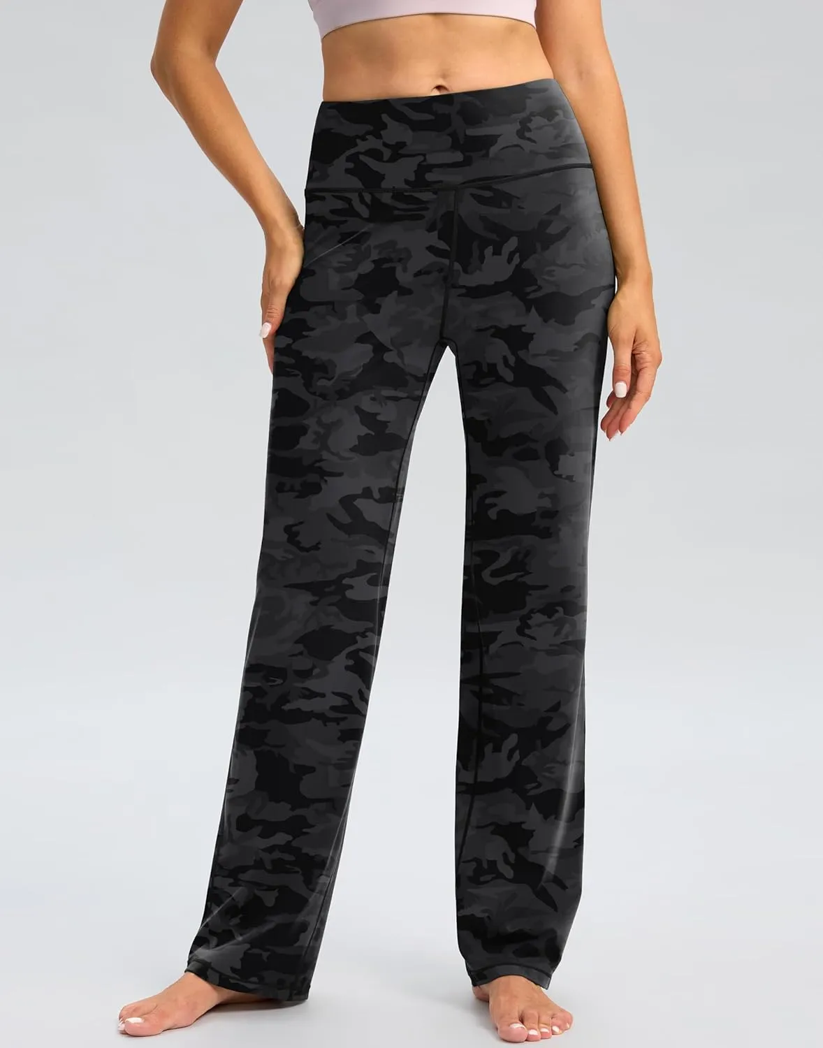 SANTINY Yoga Pants Women 30.5"/32" High Waist Stretch Comfy Lounge Dress Athletic Wide Leg Pants