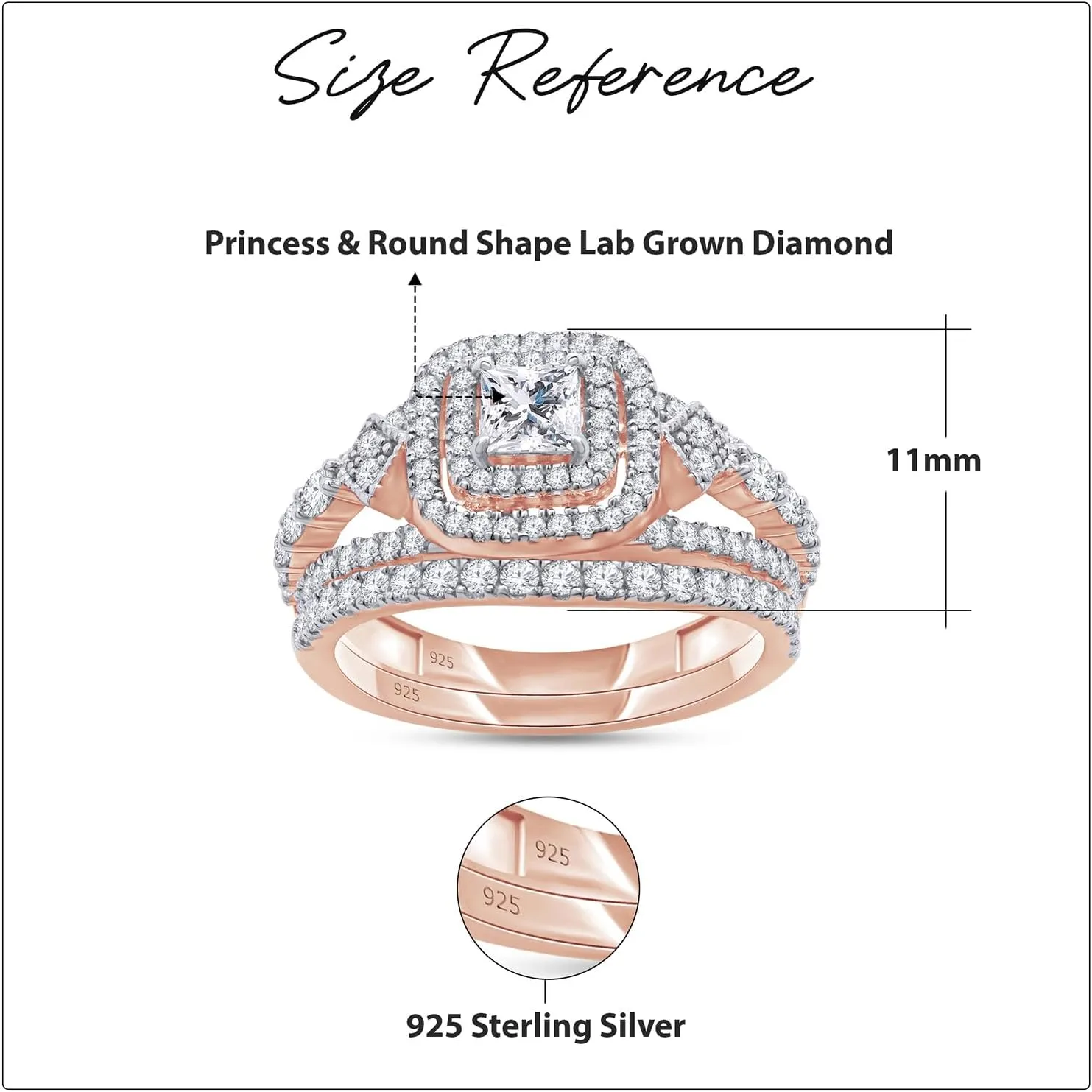 SAVEARTH DIAMONDS 1 1/10 Carat (ctw) Lab Created Moissanite & Lab Grown Diamond Halo Wedding Bridal Ring Set In 14K Gold Over 925 Sterling Silver (1.10 Ctw), Gift For Her