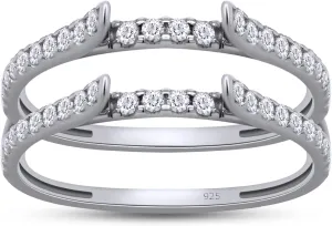 SAVEARTH DIAMONDS 1/2 ct t.w Lab Created Moissanite & Lab Grown Diamond Cathedral Enhancer Ring Guard For Women In 14K Gold Over Sterling Silver (0.50 Cttw), Gift For Her