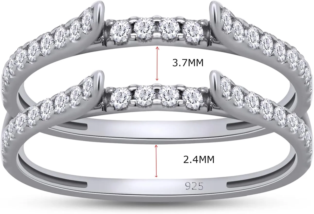SAVEARTH DIAMONDS 1/2 ct t.w Lab Created Moissanite & Lab Grown Diamond Cathedral Enhancer Ring Guard For Women In 14K Gold Over Sterling Silver (0.50 Cttw), Gift For Her