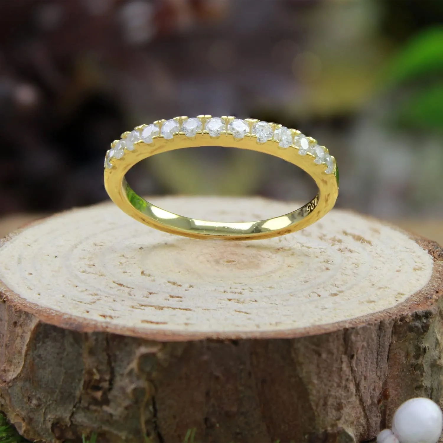 SAVEARTH DIAMONDS 1/3 ct. t.w Round Lab Created Moissanite & Lab Grown Diamond Half Eternity Wedding Band Ring In 14k Gold Over Sterling Silver (0.33 Cttw), Gift For Her