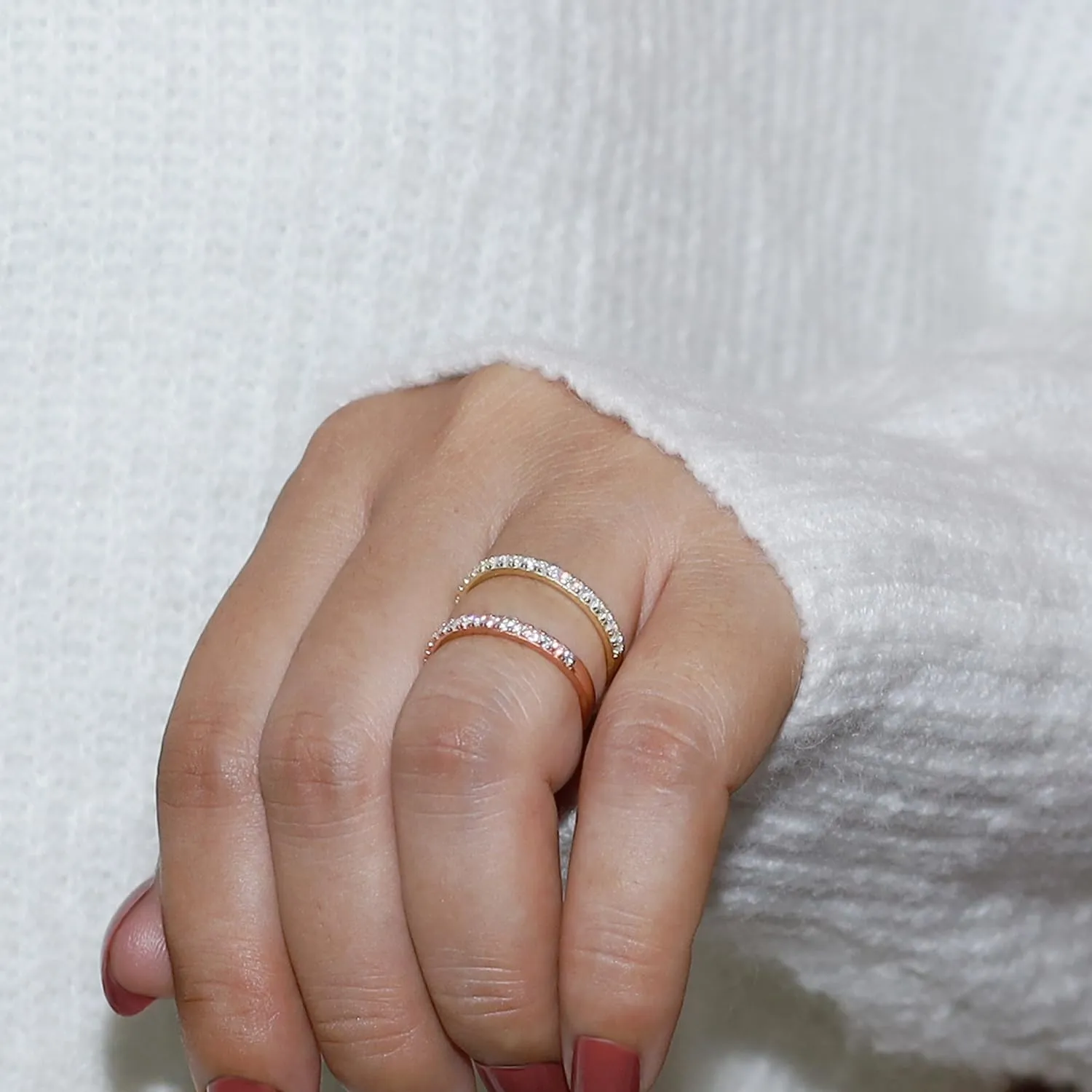 SAVEARTH DIAMONDS 1/3 ct. t.w Round Lab Created Moissanite & Lab Grown Diamond Half Eternity Wedding Band Ring In 14k Gold Over Sterling Silver (0.33 Cttw), Gift For Her