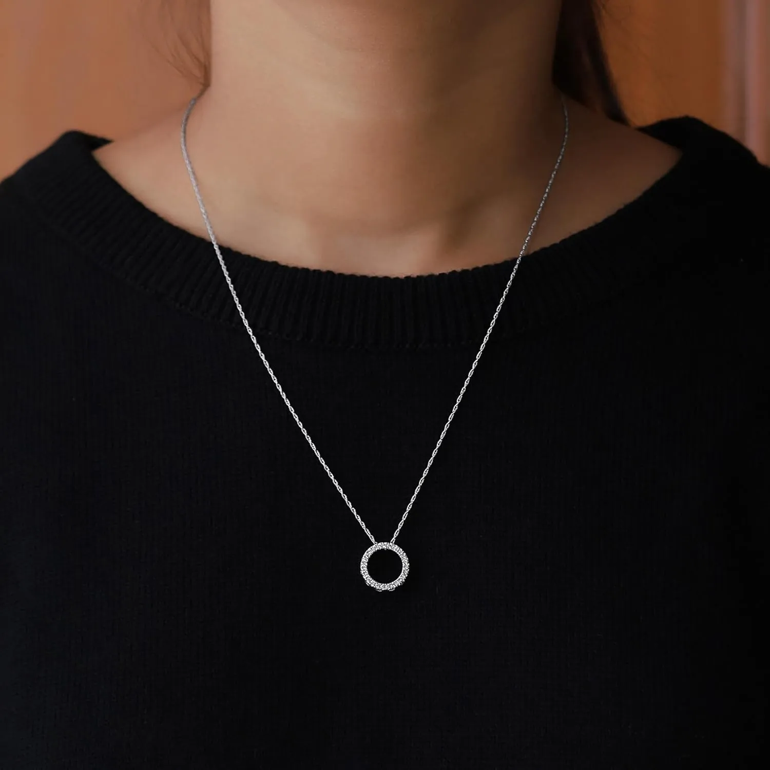 SAVEARTH DIAMONDS 1/6-1/3 CT TW Lab Grown Circle of Life Diamond Necklace Pendant For Women With GH Color VS-SI Clarity in 14k Gold Plated 925 Sterling Silver - Accompanied By 18" Chain