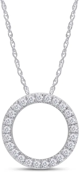 SAVEARTH DIAMONDS 1/6-1/3 CT TW Lab Grown Circle of Life Diamond Necklace Pendant For Women With GH Color VS-SI Clarity in 14k Gold Plated 925 Sterling Silver - Accompanied By 18" Chain