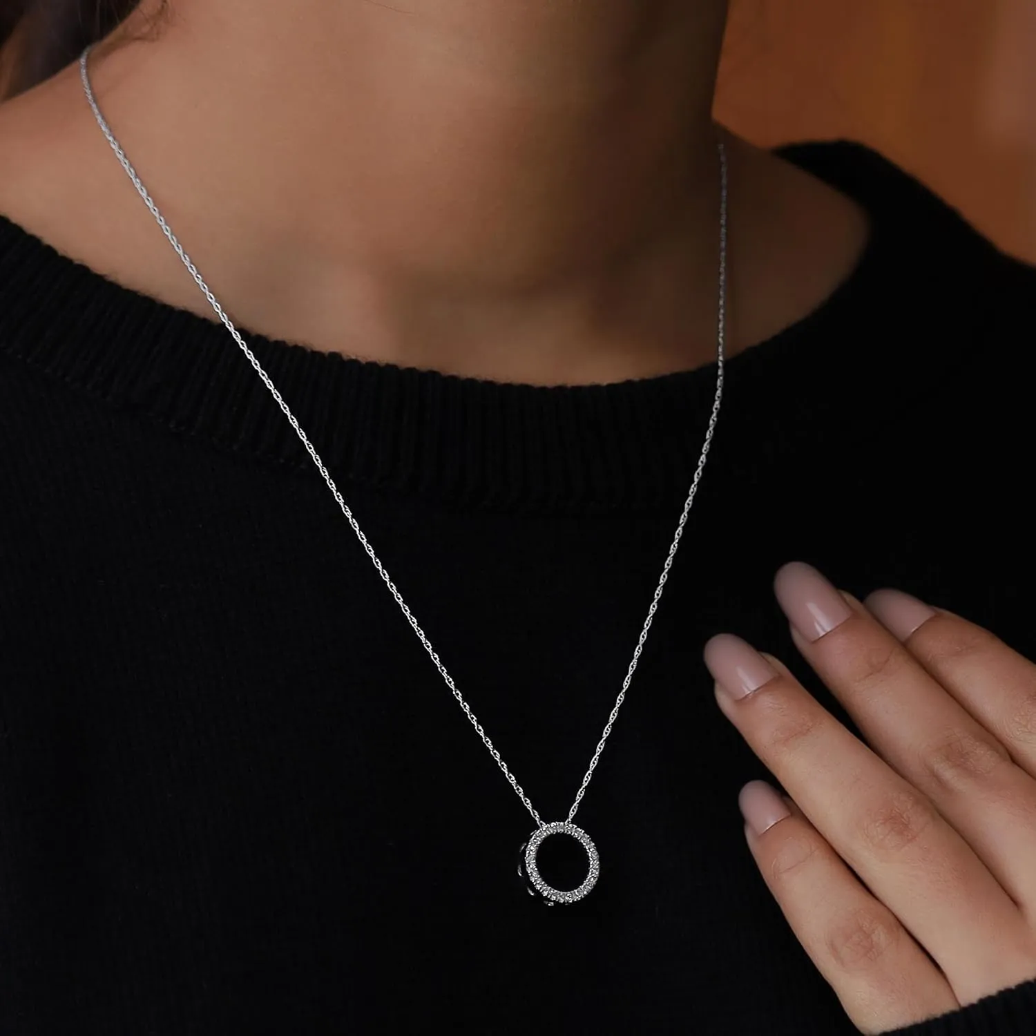 SAVEARTH DIAMONDS 1/6-1/3 CT TW Lab Grown Circle of Life Diamond Necklace Pendant For Women With GH Color VS-SI Clarity in 14k Gold Plated 925 Sterling Silver - Accompanied By 18" Chain