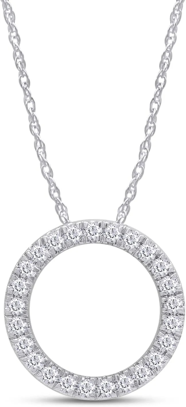 SAVEARTH DIAMONDS 1/6-1/3 CT TW Lab Grown Circle of Life Diamond Necklace Pendant For Women With GH Color VS-SI Clarity in 14k Gold Plated 925 Sterling Silver - Accompanied By 18" Chain