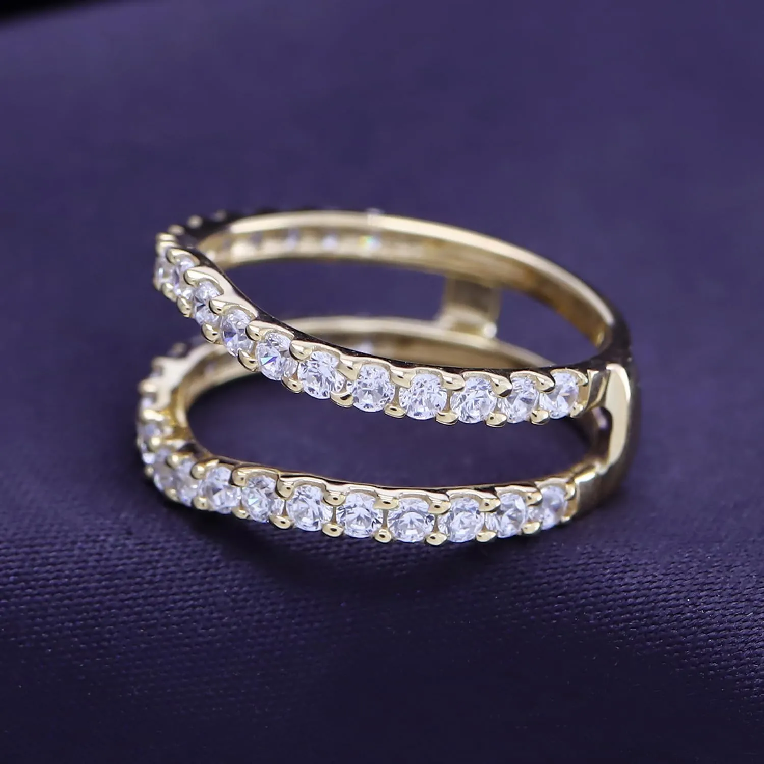 SAVEARTH DIAMONDS IGI Certified Lab Grown Diamond Curved Enhancer Guard Ring For Engagement (10K/14K Solid Gold) 1.20 Cttw Round Shape Wedding Bands for Women (G-H Color, VS-SI Clarity)