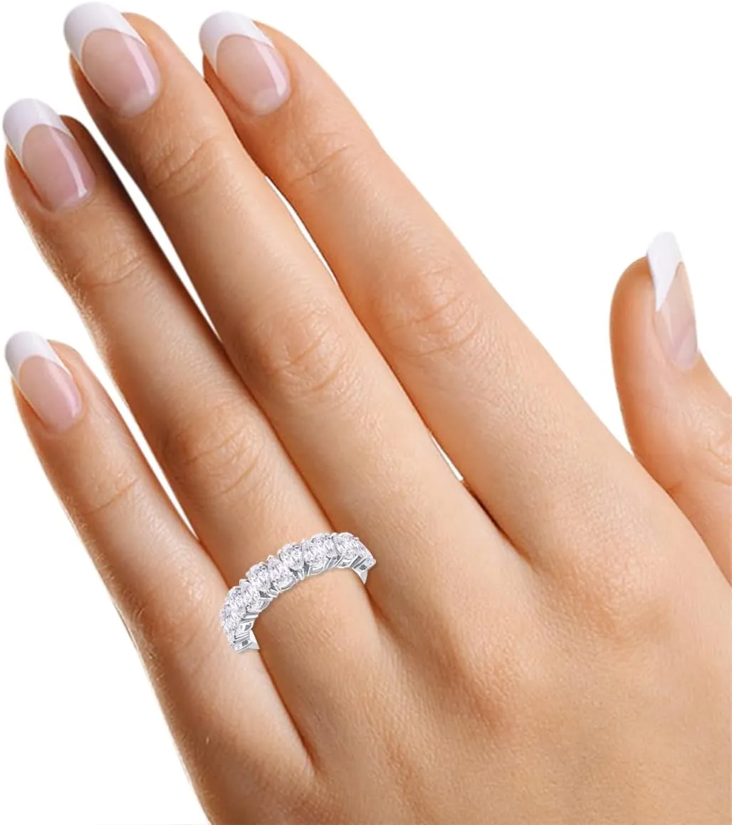 SAVEARTH DIAMONDS Pear Shape Half Eternity Wedding Band Ring For Women (10K Solid Gold) 1.20 Carat IGI Certified Lab Grown Diamond Stackable Promise Anniversary Ring Gift For Women
