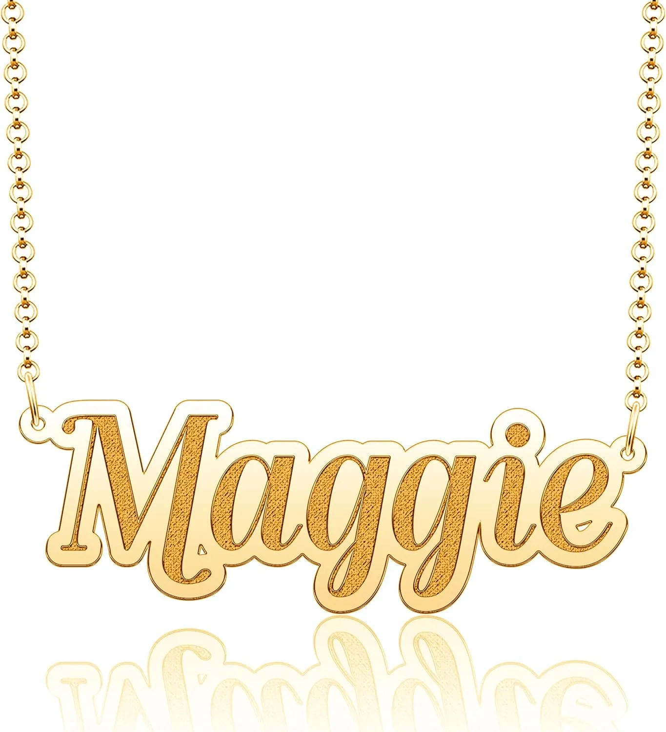 SexyMandala Engraved Necklace Personalized Name Necklace Custom Name Plate Necklace Gold(SM_PDSS_Name_364)