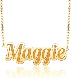 SexyMandala Engraved Necklace Personalized Name Necklace Custom Name Plate Necklace Gold(SM_PDSS_Name_364)