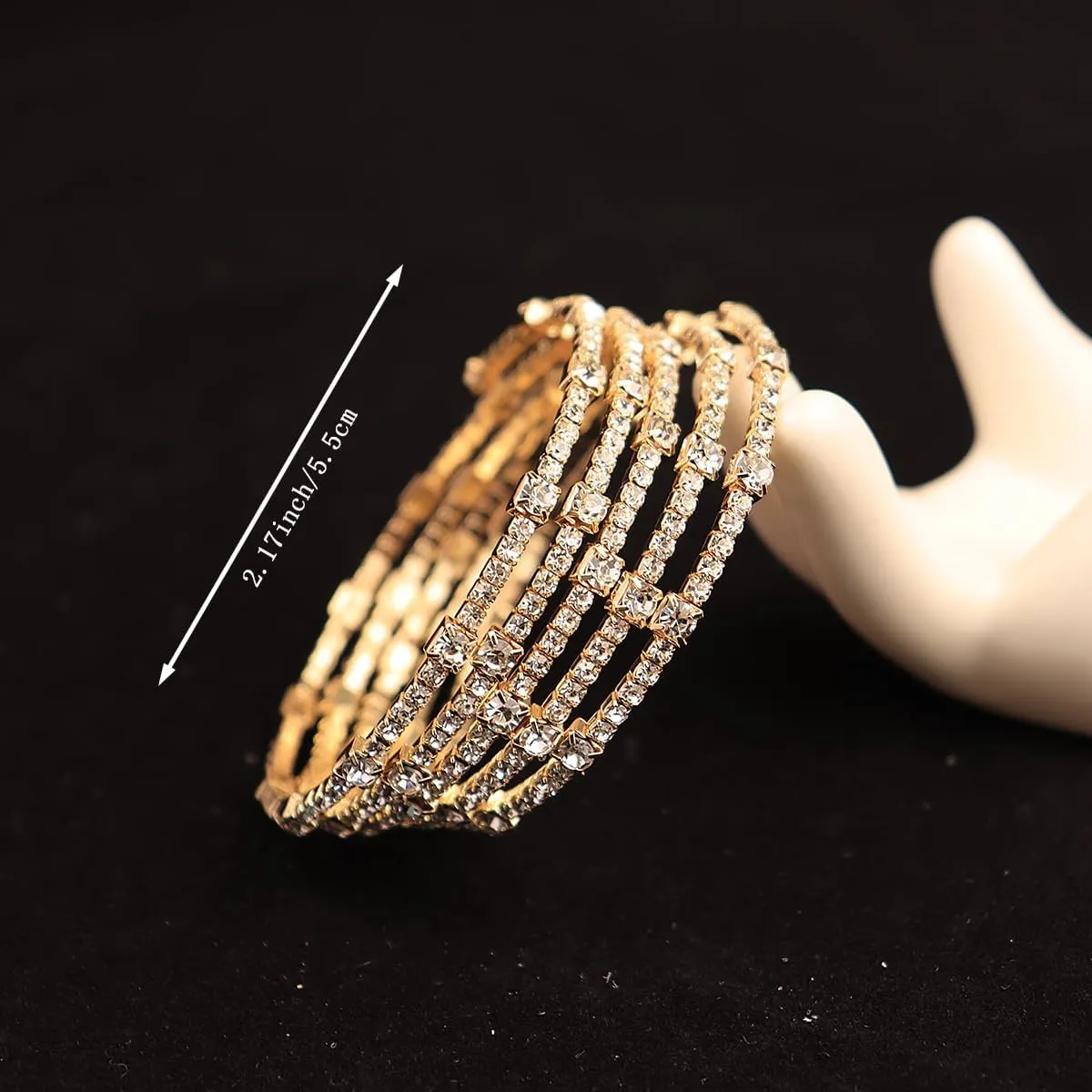 Shining Layered Crystal Bracelet Cuff for Women Vintage Rhinestone Half Open Cuff Bangle Wrist Bracelet Bride Wedding Bracelet Jewelry