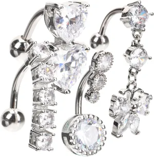 Shiny Belly Button Rings 4pcs Navel Jewelry Belly Piercing Fashion Navel Rings