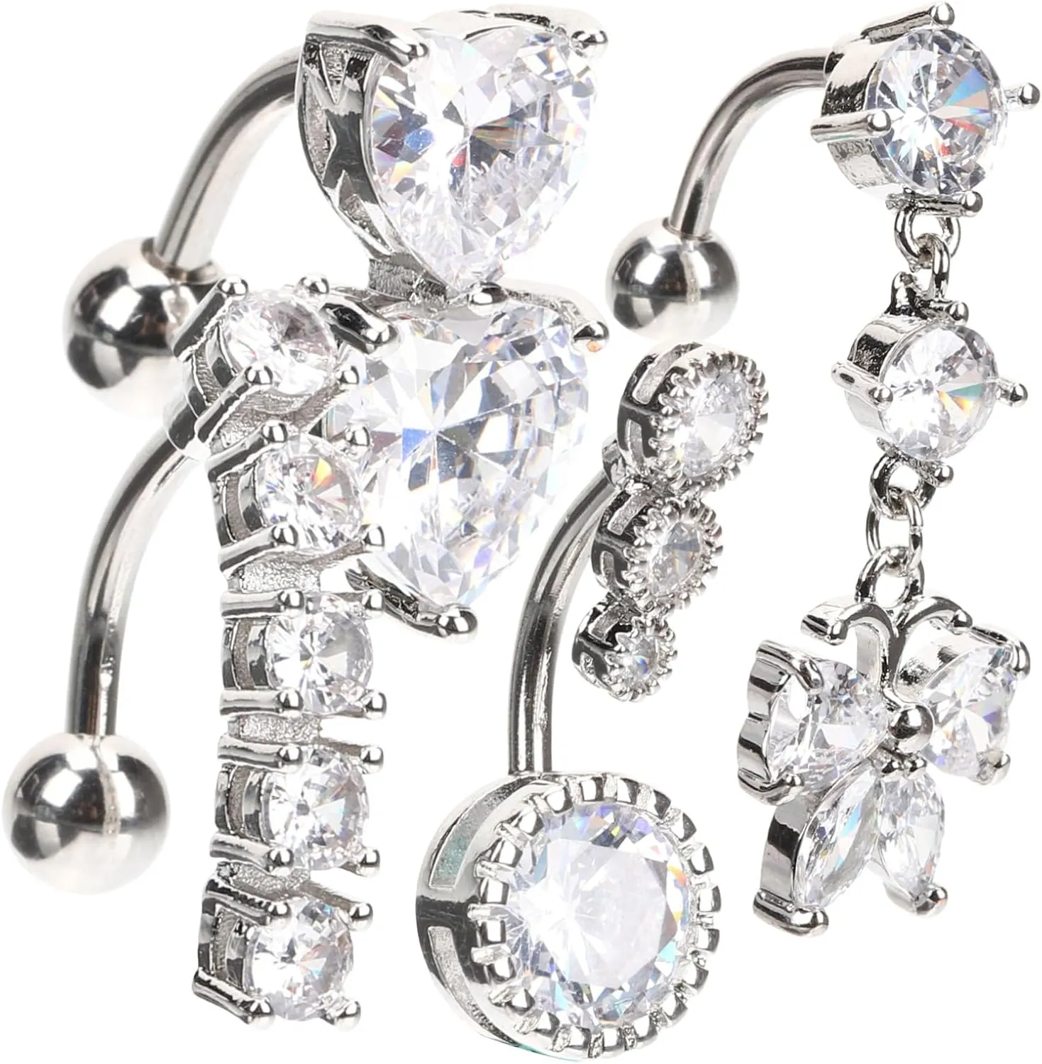 Shiny Belly Button Rings 4pcs Navel Jewelry Belly Piercing Fashion Navel Rings