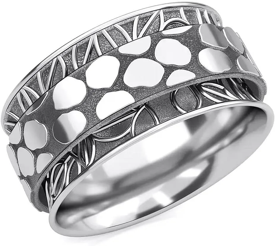 Shop LC Anxiety Ring for Women Jewelry 925 Sterling Silver Spinning Spinner Rings for Men Oxidized Concave Boho Jewelry Band Meditation Stress Relief Birthday Gifts for Women Size 7 Birthday Gifts
