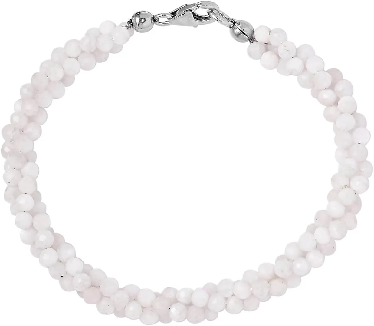 SHOP LC Rainbow Moonstone 925 Sterling Silver Platinum Plated Bead Beaded Bracelet for Women Jewelry Birthday Gifts for Women 7.25" Ct 32.8 Birthday Gifts