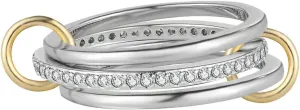 Silver Gold Stackable Rings for Women Non Tarnish, Two Tone Rings for Women Dainty Bands, 18k Gold Plated 3 Rings Set with CZ Cubic Zirconia Band for Casual to Formal Occasions
